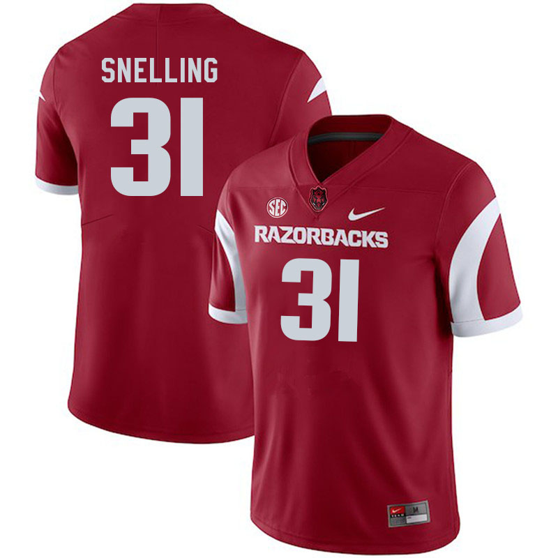 Men #31 Courtney Snelling Arkansas Razorback College Football Jerseys Stitched Sale-Cardinal